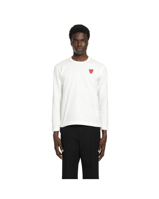 COMME DES GARÇONS PLAY White Heart Long Sleeve T-Shirt for men