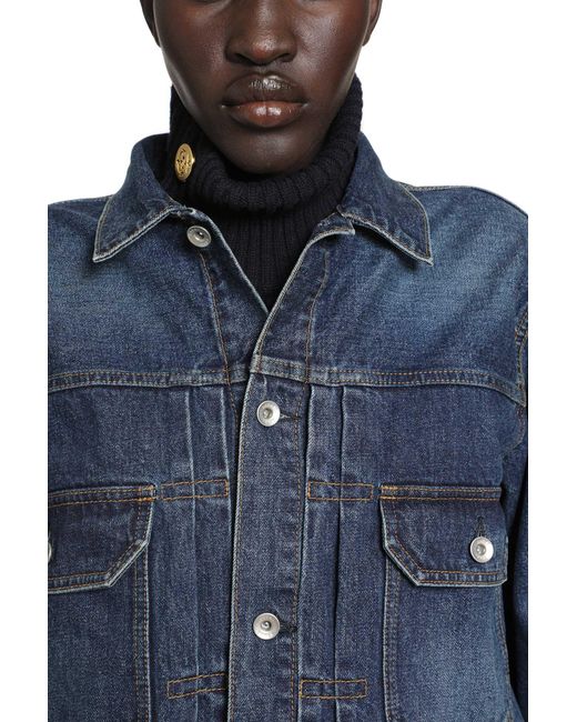Sacai Blue Denim X Wool Knit Jacket