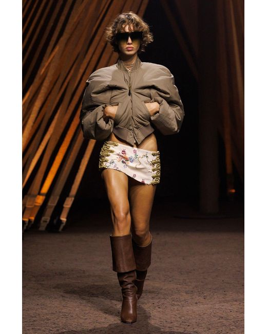 McQueen Natural Cropped Bomber Jacket