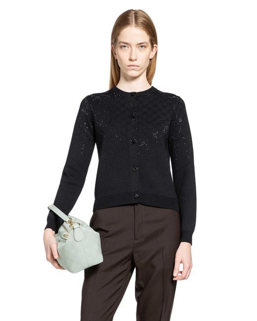 Gucci Black Gradient Gg Crystal Cardigan