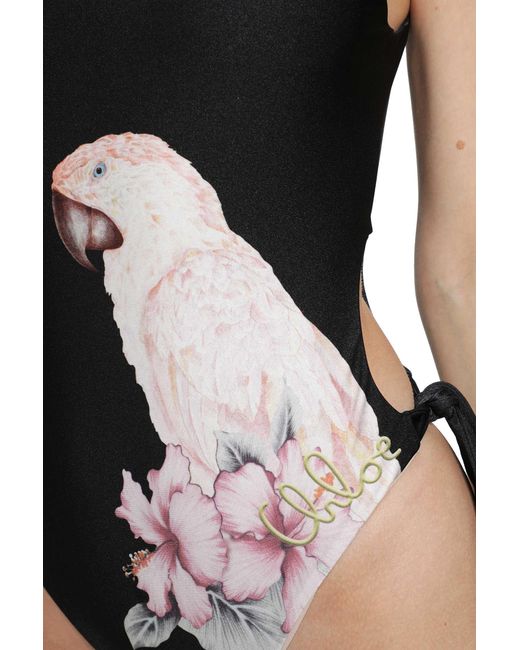 Chloé Black Cut-Out One-Piece Swimsuit