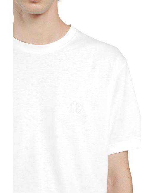 Giorgio Armani White Cotton Interlock Short Sleeve T-Shirt for men