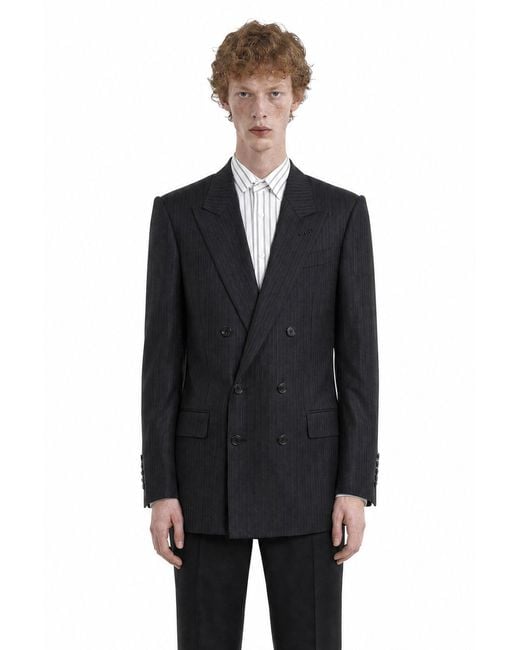 Tom Ford Black Saxony Herringbone Stripe Jacket for men