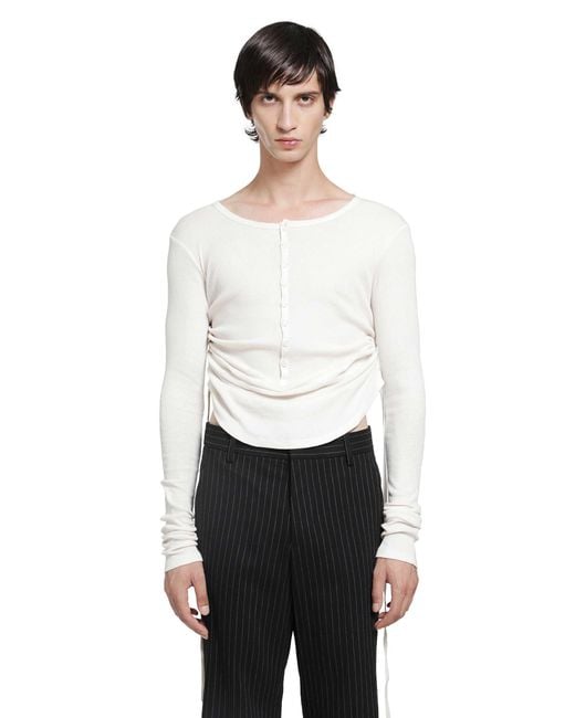 Ann Demeulemeester White Hamar Wrinkled Serafino Top for men