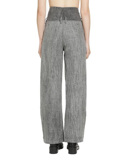 Yehuafan Gray Linen Trousers