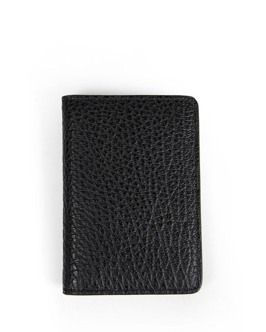 Maison Margiela Black Grained Leather 4-Stitch Bifold Card Holder for men