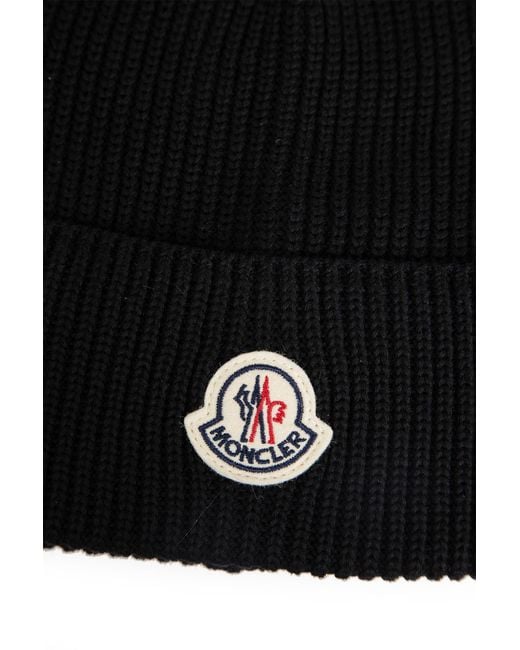 Moncler Black Cotton Beanie for men