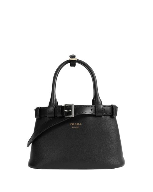 Prada Black Buckle Small Leather Top Handle Bag