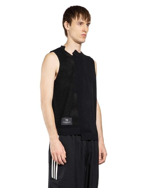 Y-3 Black Gfx Knit Vest for men
