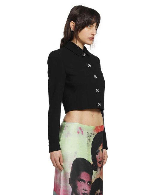 Versace Black Double Wool Crop Jacket