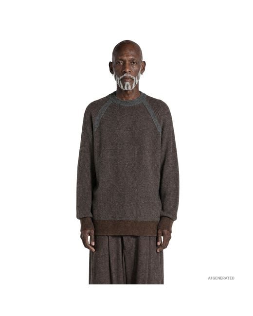 Ziggy Chen Brown Oversized Raglan Sweater for men