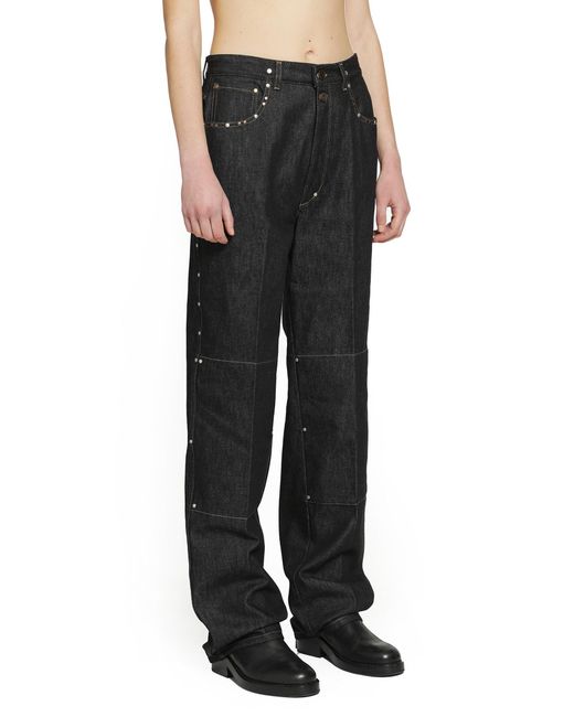 Lemaire Black High-Waisted Straight Pants With Studs