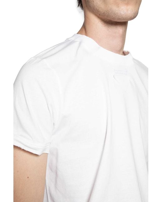 Prada White Shapeable Cotton T-Shirt for men