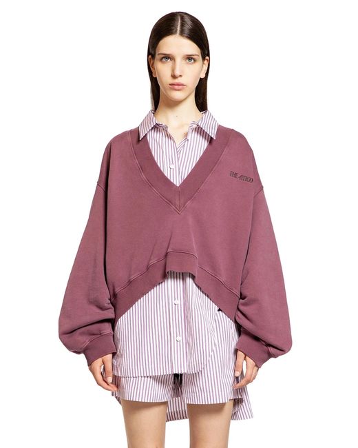 The Attico Purple V-Neck Logo Sweatshirt
