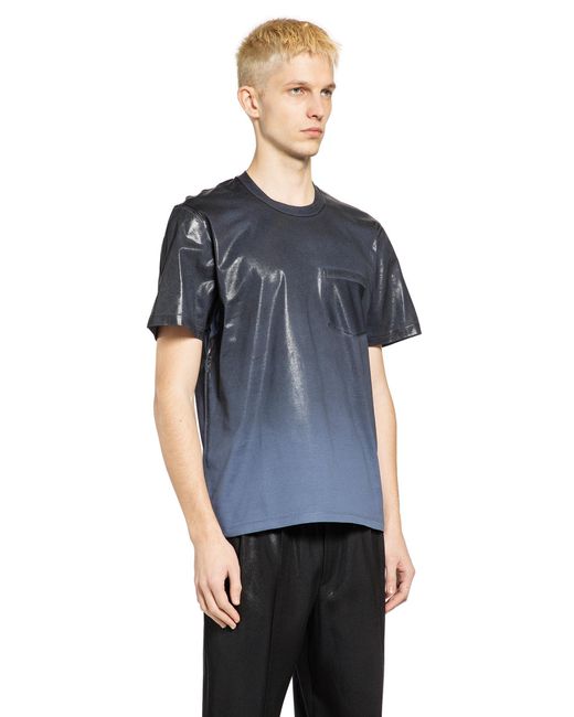 Maison Margiela Blue Foiled Cotton Jersey Pocket T-Shirt for men