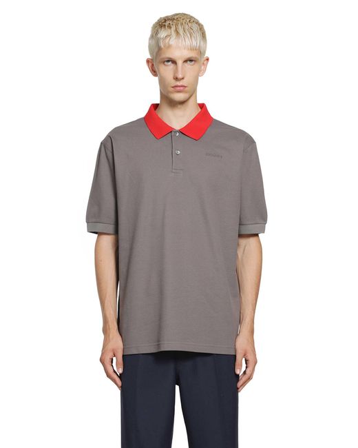 Marni Gray Polo Shirt With Contrast Trims for men