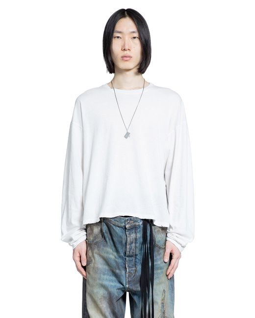 Ann Demeulemeester White Emil 'Infinite Feathers' Long Sleeve T-Shirt for men