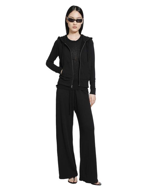 James Perse Black Cotton Cashmere Blend Ribbed Crewneck Tee