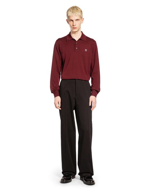 Fendi Black Cotton Gabardine Cargo Trousers for men