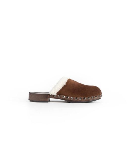 Miu Miu Brown Suede Clogs