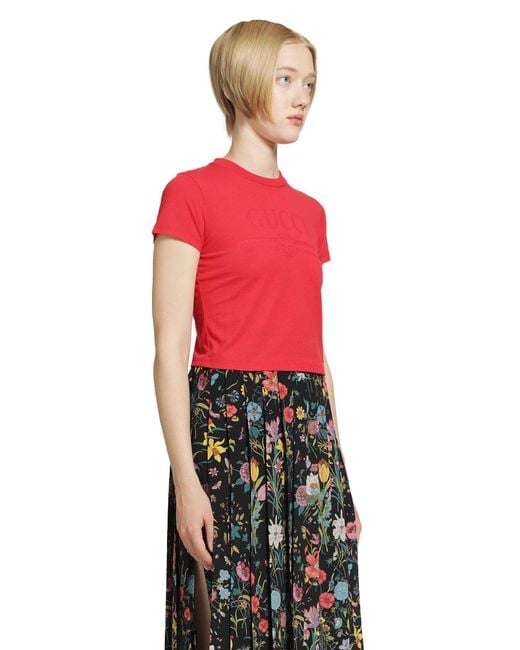 Gucci Red Interlocking G Cropped T-Shirt