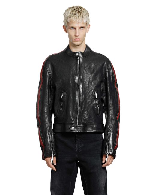 Gucci Black Buffalo Leather Biker Jacket for men