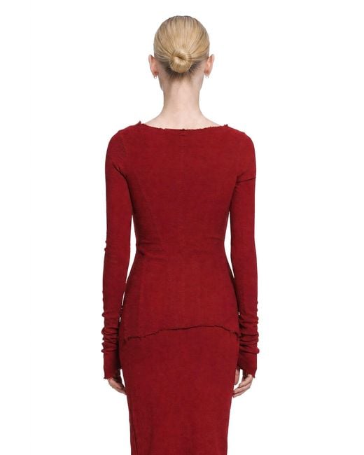 Marc Le Bihan Red Stretch Long Sleeve Corset Top