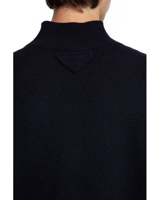 Prada Blue Cashmere Turtleneck Sweater for men