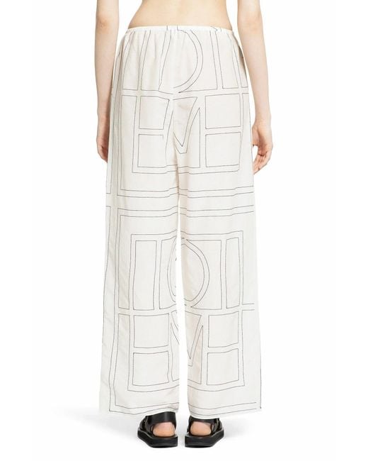 Totême  White Monogram Cotton Pj Bottoms