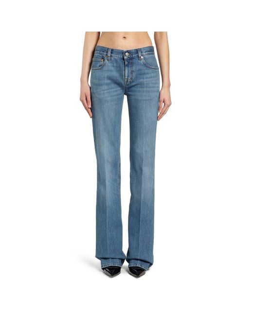 Gucci Blue Flared Stretch Cotton Denim Trousers