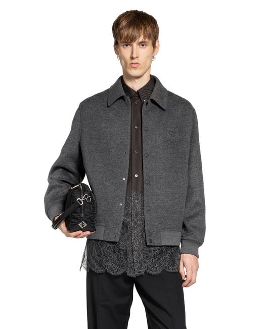 Fendi Gray Wool Blouson for men