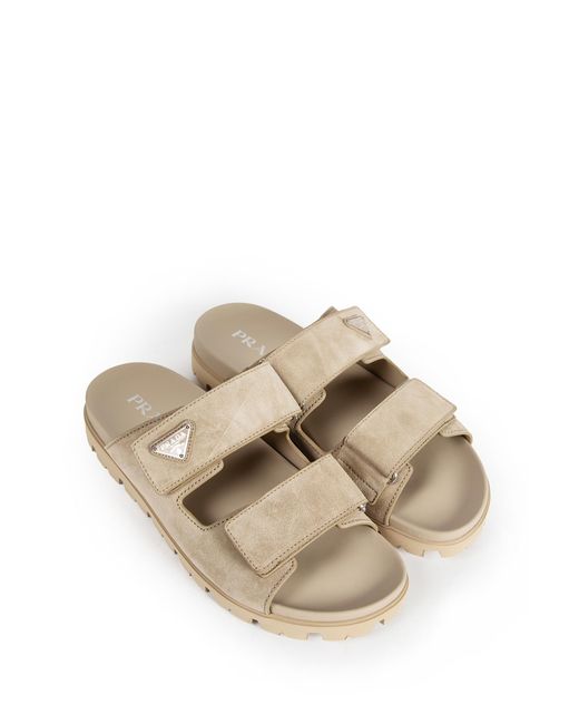 Prada Natural Suede Band Sandals for men