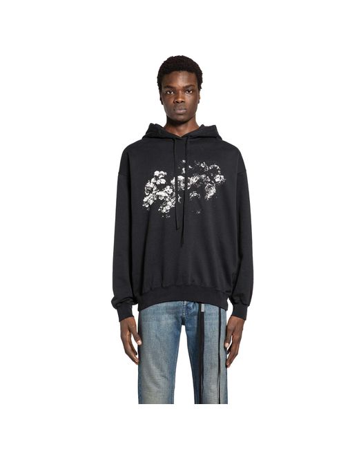 Ann Demeulemeester Black Roses Print Bardi Comfort Hoodie for men
