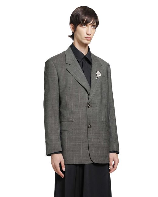 Simone Rocha Gray Notch Lapel Blazer With Embroidery for men