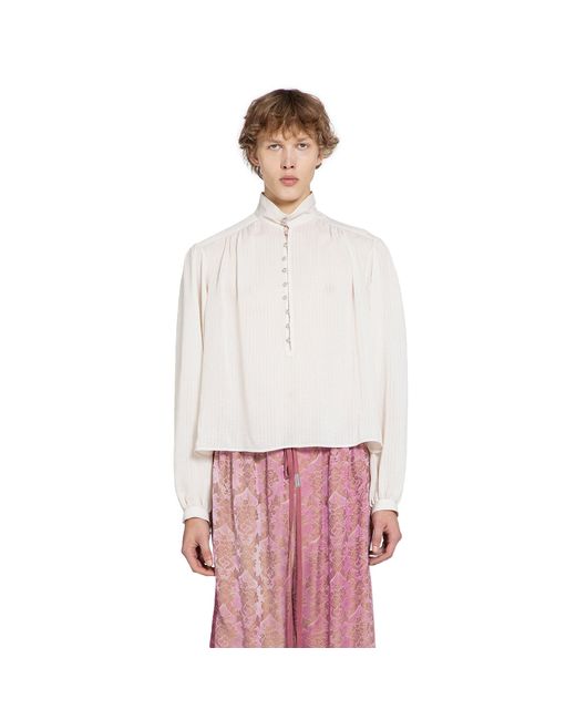 Ann Demeulemeester White Thorald High Comfort Cropped Serafino Top for men