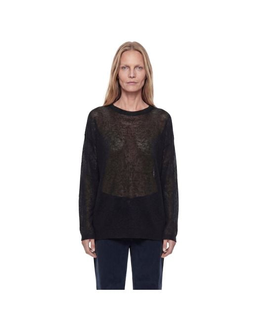 Totême Black Long Open Weave Sweater