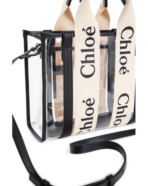 Chloé Black Woody Small Tote Bag In Jelly And Leather