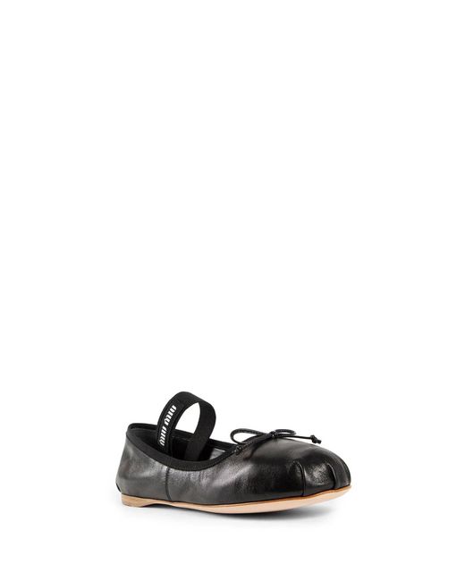 Miu Miu Black Leather Ballerinas