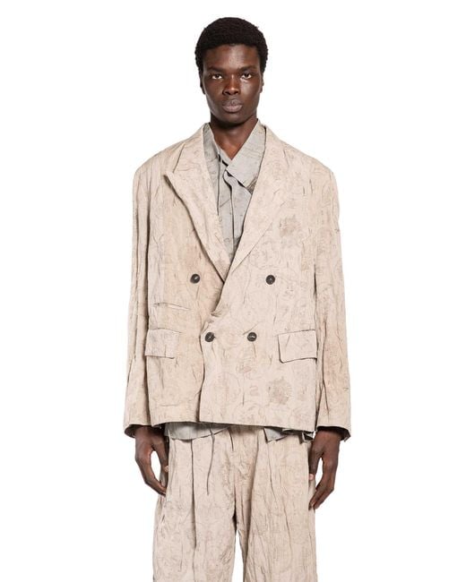 Ziggy Chen Natural Digital Print Double-Breasted Blazer for men