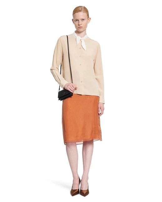 Prada Natural Lavallière Crêpe De Chine Shirt