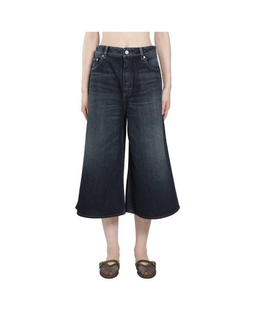 Alaïa Blue Palazzo Denim Bermuda Shorts