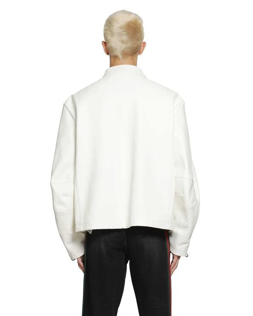 Gucci White Leather Horsebit Biker Jacket for men
