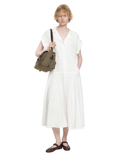 Polo Ralph Lauren White Linen Cap Sleeve Shirt Dress
