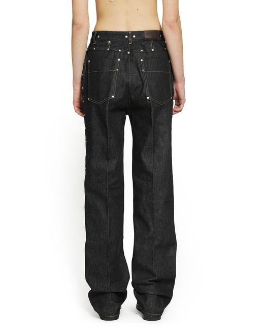 Lemaire Black High-Waisted Straight Pants With Studs