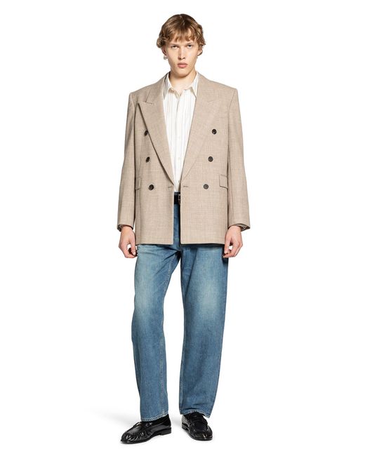 Saint Laurent White Cassandre Striped Shirt for men
