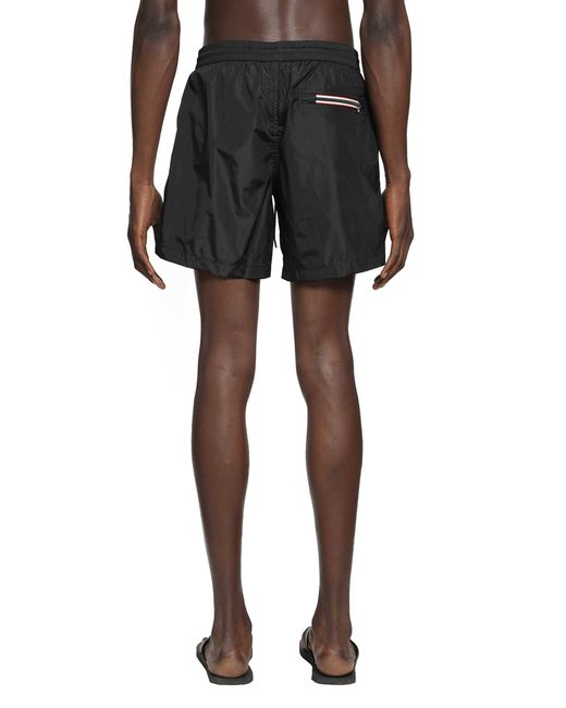 Moncler Black Logo Patch Swim Shorts for men