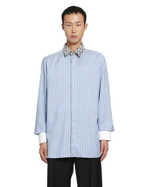 Tom Ford Blue Silk Stripe Contrast Classic Shirt for men