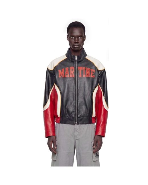 Martine Rose Red Superbowl Leather Jacket for men