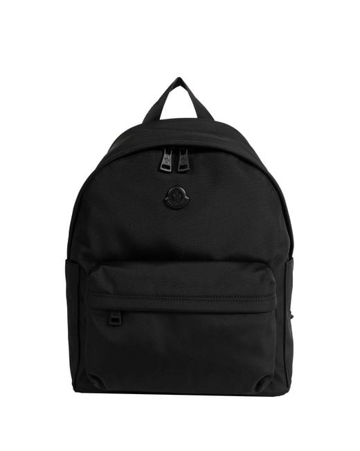 Moncler Black New Pierrick Metal Logo Backpack for men