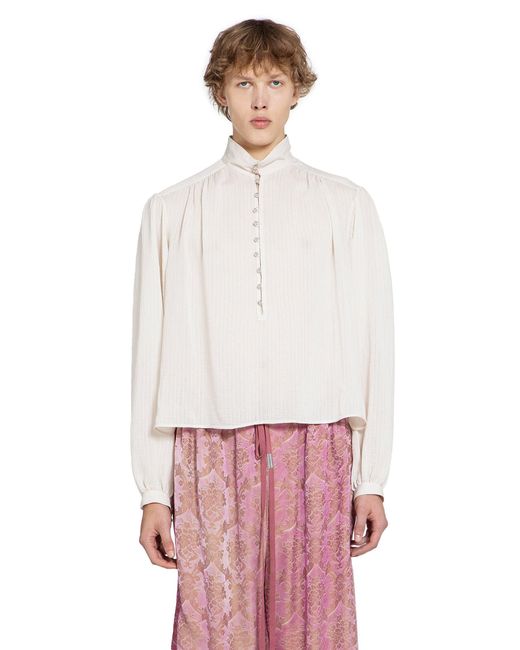 Ann Demeulemeester White Thorald High Comfort Cropped Serafino Top for men